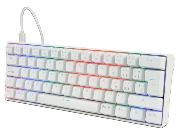 Teclado Mecánico Game Factor KBG560-WH, Iluminación RGB, Switch Red, USB, Color Blanco.