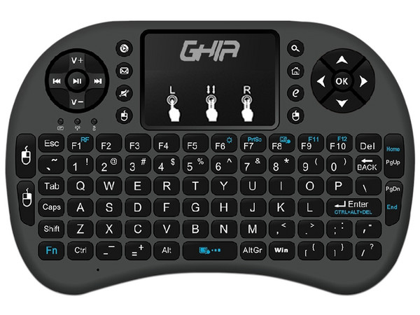 Mini teclado inalámbrico Ghia con touchpad, USB.