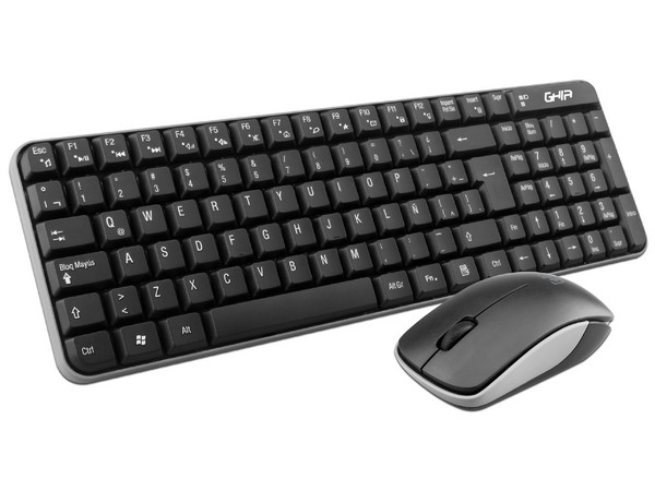 Kit de Teclado y Mouse inalámbricos GHIA GT4000GB. Color Negro/Gris.