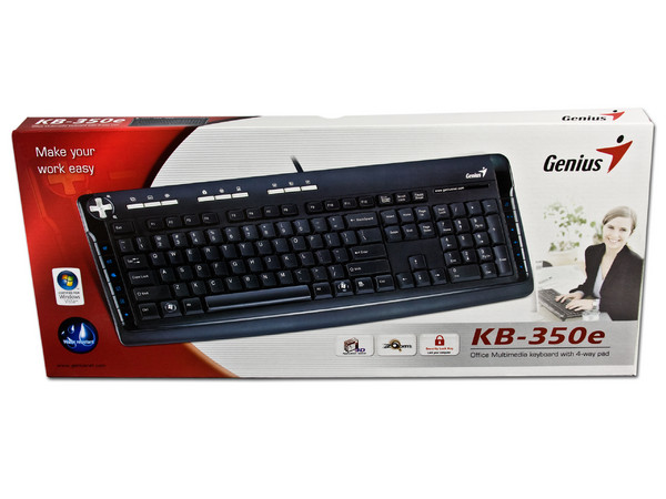 Teclado Genius Office Multimedia KB-350e, USB. Color Negro
