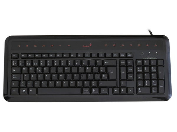 Teclado Genius Multimedia SlimStar 330 USB, incluye 2 Puertos USB laterales, Color Negro