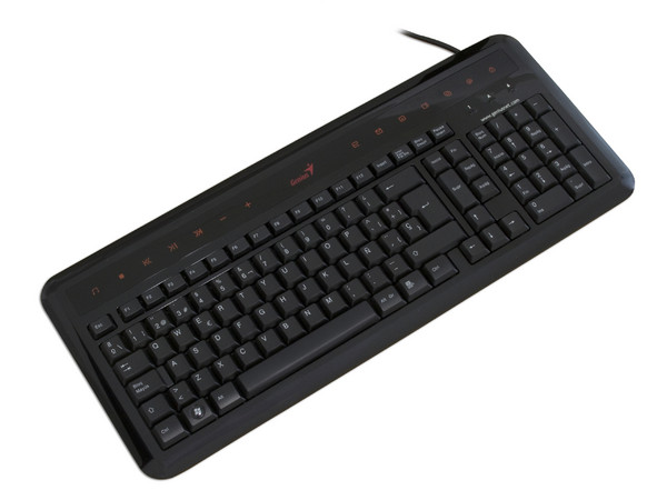 Teclado Genius Multimedia SlimStar 330 USB, incluye 2 Puertos USB laterales, Color Negro