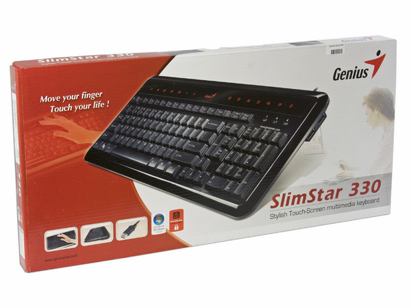 Teclado Genius Multimedia SlimStar 330 USB, incluye 2 Puertos USB laterales, Color Negro