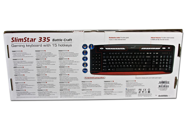 Teclado Genius Gaming SlimStar 335 Battle Craft con 15 hotkeys, USB.