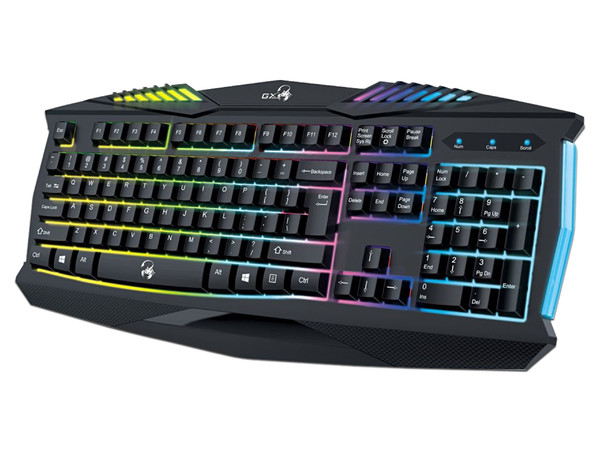 Teclado Gamer Genius Scorpion K220 con iluminación RGB, USB. Color Negro.