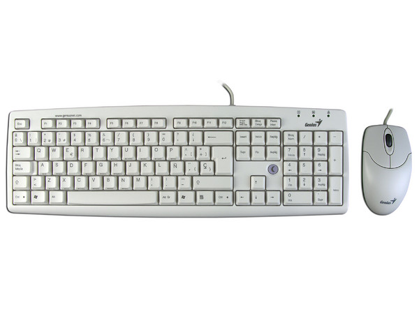 Teclado y Mouse Genius, Español, PS/2. Color Gris