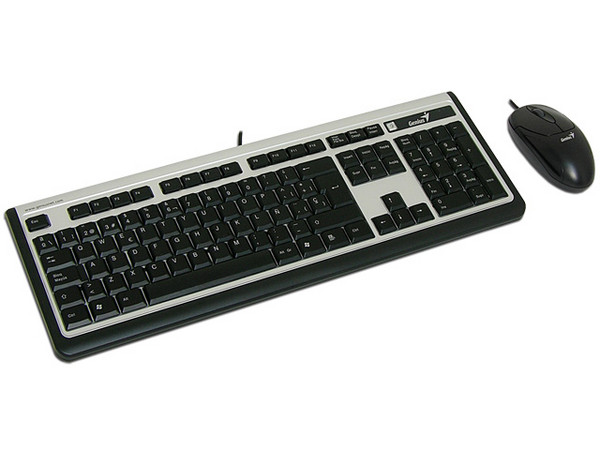 Teclado y Mouse Óptico Genius SlimStar C100, Español, PS/2. Color Negro