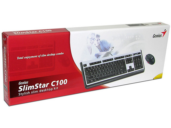 Teclado y Mouse Óptico Genius SlimStar C100, Español, PS/2. Color Negro