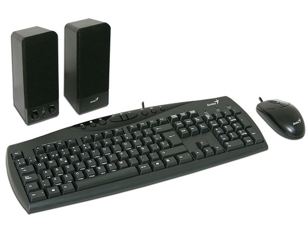 KIT Genius KMS 110 de Teclado, Mouse Óptico y Bocinas. Color Negro