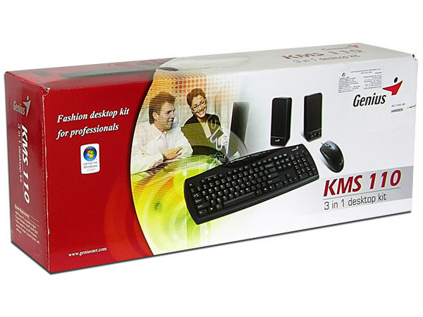 KIT Genius KMS 110 de Teclado, Mouse Óptico y Bocinas. Color Negro