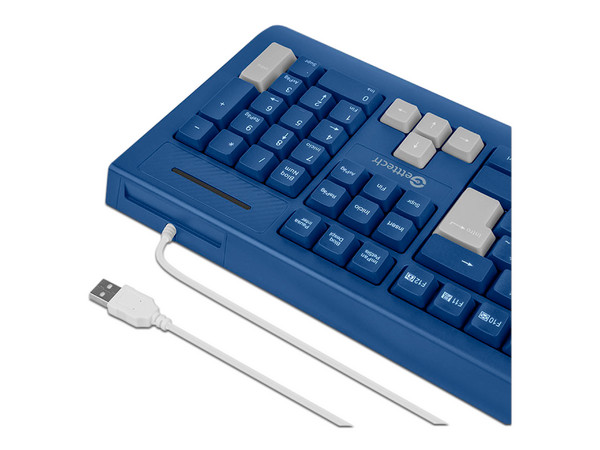Teclado Slim Getttech USB Con Reposamanos, En Español. Color Azul