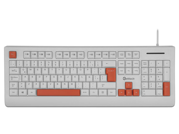 Teclado Getttech GGK-ESMWR-02-WH, USB, Color Blanco.