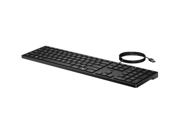 Teclado Alámbrico HP 320K, Conexión USB Tipo A, Cable de 1.8m, Versión en Ingles, Color Negro.