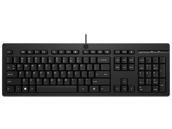 Teclado Alámbrico Ergonómico HP 125 con cable de 180m, USB. Color Negro.