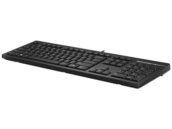 Teclado Alámbrico Ergonómico HP 125 con cable de 180m, USB. Color Negro.