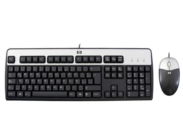 Teclado y Mouse HP, Color Negro con Plateado, PS/2