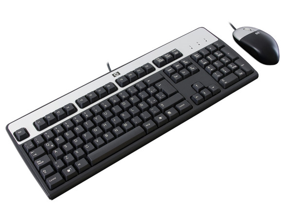Teclado y Mouse HP, Color Negro con Plateado, PS/2