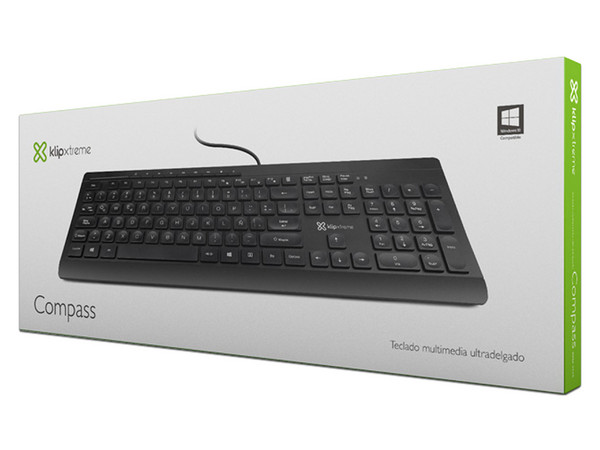 Teclado Klip Xtreme Compass KKS-252S, USB, 1.5m, Español. Color Negro.