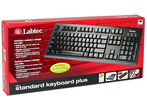 Teclado Labtec Standar Plus en Español, PS/2, Color Negro.