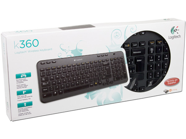 Teclado Inalámbrico Compacto Logitech K360, USB.