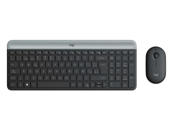 Teclado y mouse inalámbricos  Logitech MK470 Slim, receptor USB, color negro.
