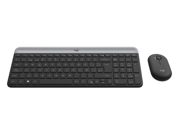 Teclado y mouse inalámbricos  Logitech MK470 Slim, receptor USB, color negro.