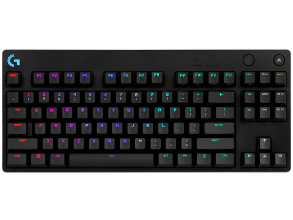 Teclado Mecánico Gamer Logitech Pro, Switch GX Blue, USB, Tenkeyless, Color Negro. (Versión en Inglés)
