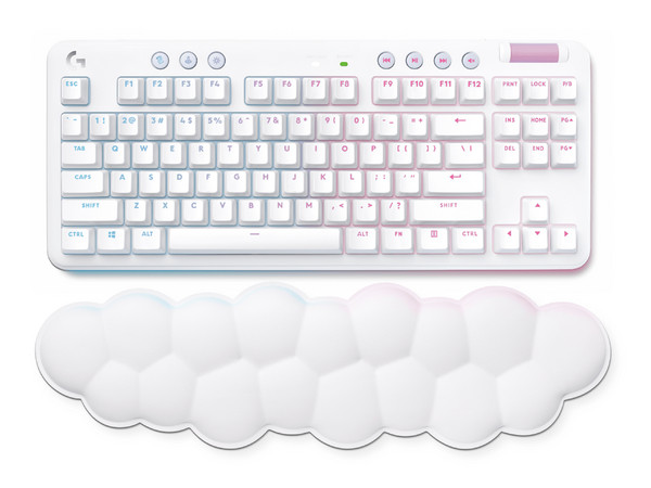 Teclado Mecánico Gamer Logitech G715 Tactile, inalámbrico, Incluye reposamanos, RGB, Bluetooth, Color Blanco. (Versión en Inglés)