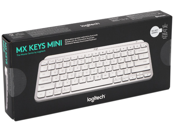 Teclado inalámbrico Logitech MX KEYS MINI, Bluetooth 5.0, Recargable, Retroiluminado. Color Blanco. (Versión en Español)