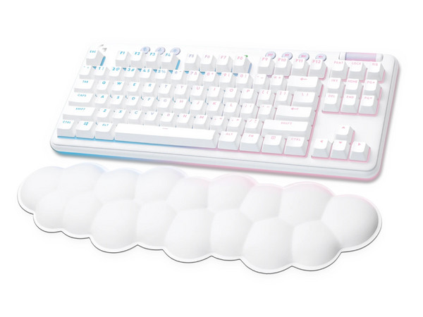 Teclado Mecánico Gamer Logitech G715 Linear, inalámbrico, Incluye reposamanos, RGB, Bluetooth, Color Blanco. (Versión en Inglés)