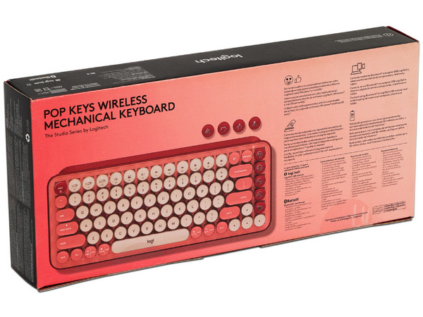 Teclado Mecánico Logitech Pop Keys, Inalámbrico. Color Rosa. (Versión en Español)