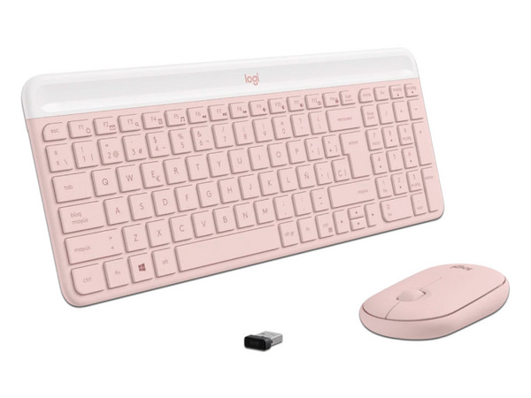 Combo Teclado y Mouse Slim MK470 Logitech Inalámbricos, Color Rosa.