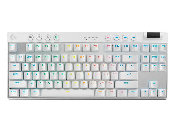 Teclado Gamer Logitech G PRO X TKL LIGHTSPEED, RGB, Bluetooth. Color Blanco. (Versión en Inglés)
