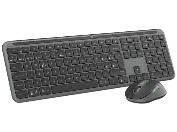 Kit de Teclado y Mouse Logitech Signature Slim Combo MK950, Bluetooth 5.1, Receptor USB, Teclado en Español. Color Gris.