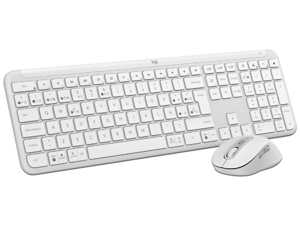 Kit de Teclado y Mouse Logitech Signature Slim Combo MK950, Bluetooth 5.1, Receptor USB, Teclado en Español. Color Blanco.