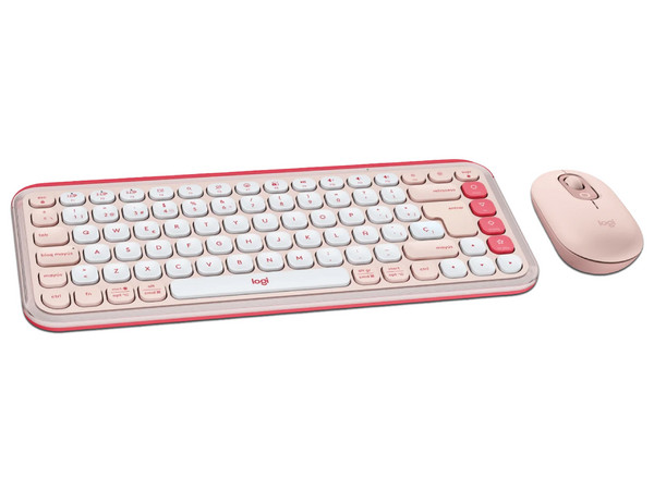 Kit de Teclado y Mouse Logitech POP Icon Combo, Inalámbrico. Color Rosa