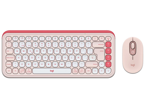 Kit de Teclado y Mouse Logitech POP Icon Combo, Inalámbrico. Color Rosa