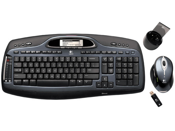 Logitech Desktop MX 5000 Teclado Inalámbrico Bluetooth con Pantalla LCD y Mouse Láser Recargable.