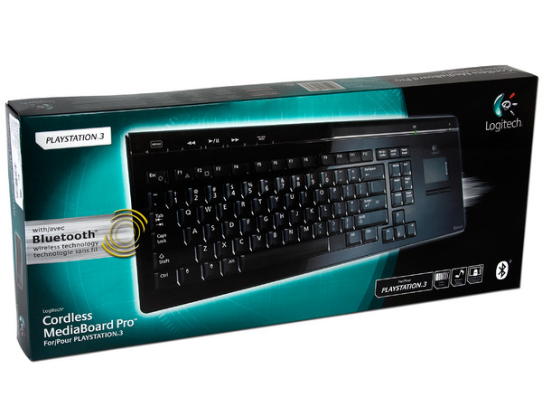 Teclado Logitech Inalámbrico MediaBoard Pro con Touchpad integrado para PlayStation 3, Bluetooth 2.0