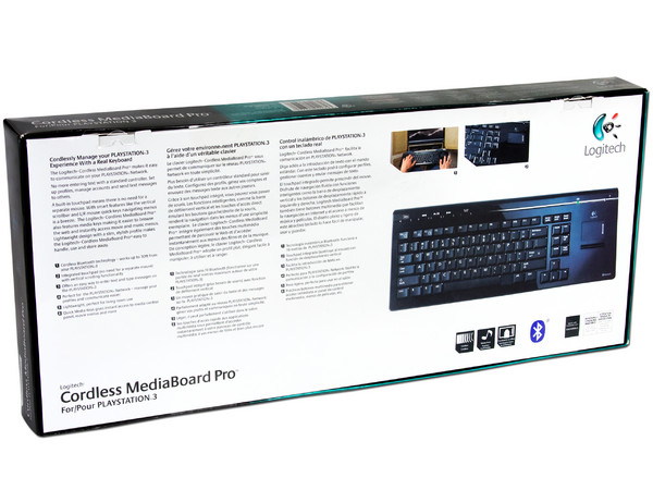 Teclado Logitech Inalámbrico MediaBoard Pro con Touchpad integrado para PlayStation 3, Bluetooth 2.0