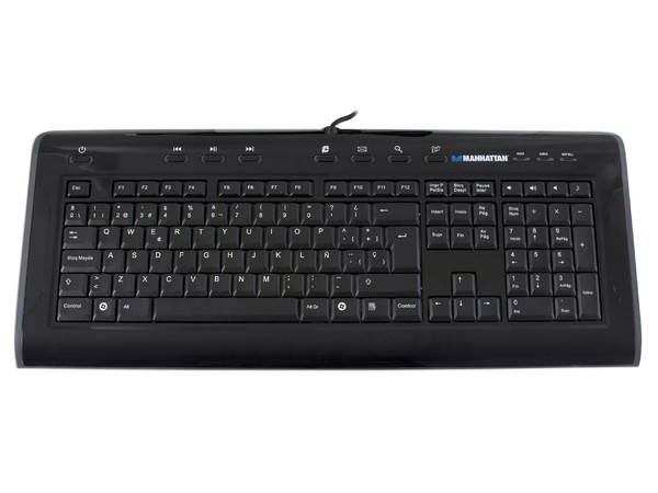 Teclado Manhattan Advanced Multimedia con dos puertos USB. Color Negro