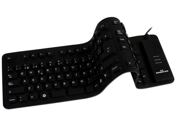 Teclado Manhattan Flexible Compacto, USB. Color Negro