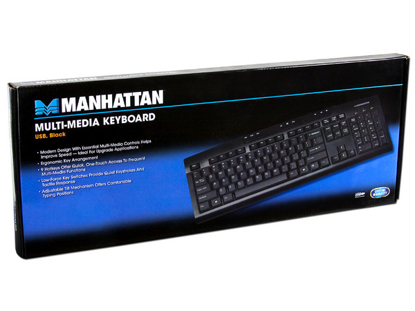 Teclado Manhattan Multimedia, USB. Color Negro