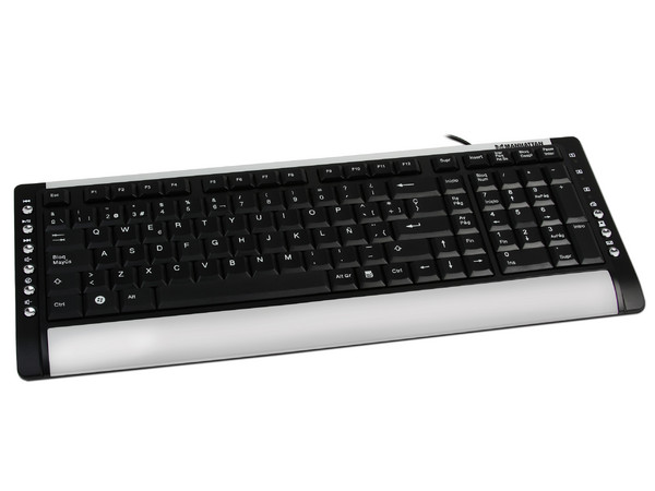 Teclado Manhattan Slim Multimedia, USB. Color Negro/Plateado