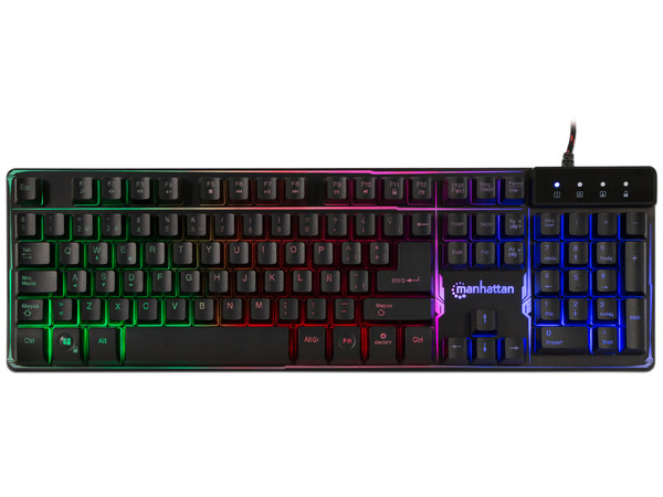 Teclado gamer Manhattan, con retroiluminación RGB, USB, (Versión Español).