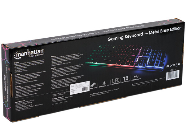 Teclado gamer Manhattan, con retroiluminación RGB, USB, (Versión Español).