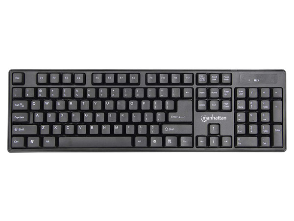 Kit de Teclado y Mouse Óptico Manhattan 178990, Receptor USB, Color Negro.
