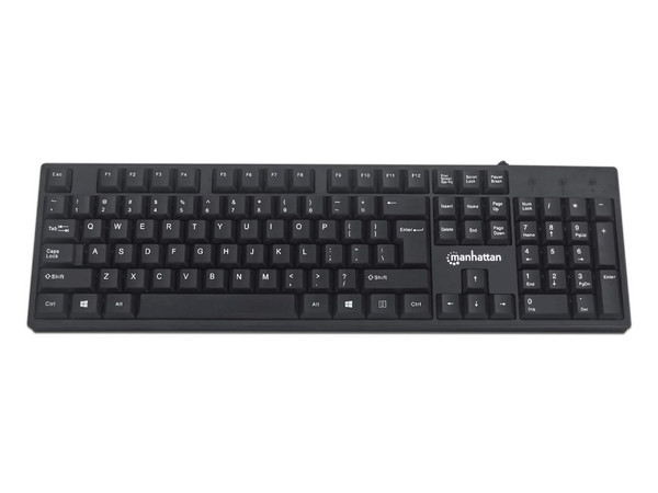 Teclado Manhattan 179324, USB, Versión en Español. Color Negro.
