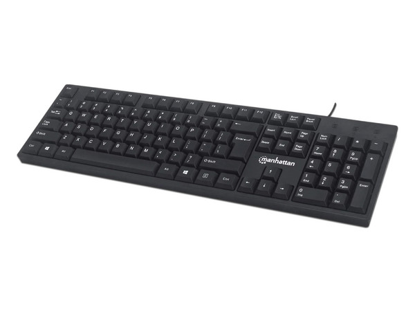 Teclado Manhattan 179324, USB, Versión en Español. Color Negro.