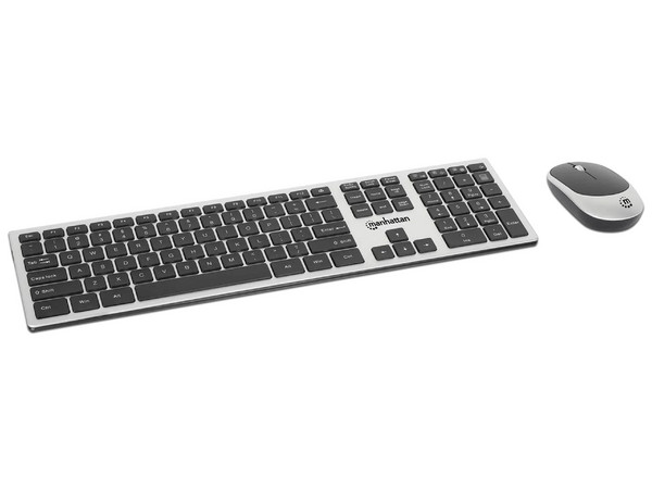 Teclado y Mouse Óptico Inalámbrico 2.4G Manhattan 180788, Combo. Color Negro.
